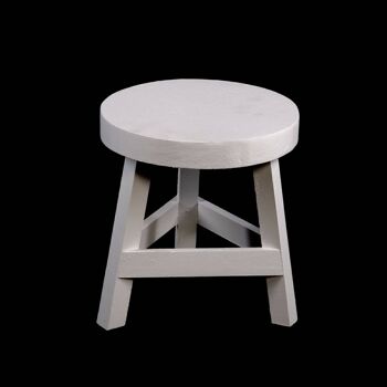 Tabouret blanc à trois pieds debout à 23 cm de haut