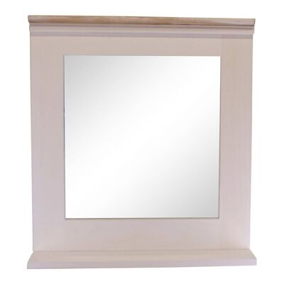 Espejo de pared encalado con estante de tocador