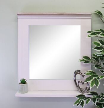 Miroir mural blanchi à la chaux avec étagère de vanité 4