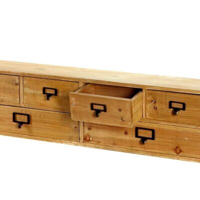 Breiter Aufbewahrungs-Organizer aus Holz mit 6 Schubladen 80 x 15 x 20 cm