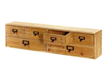 Organisateur de rangement en bois large 6 tiroirs 80 x 15 x 20 cm 1