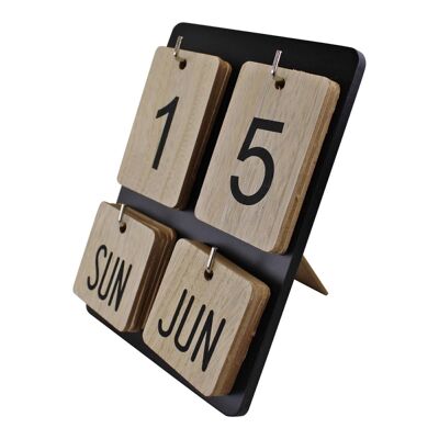 Calendario perpetuo in stile cornice per foto autoportante in legno