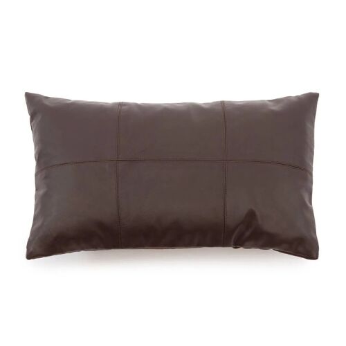 The Six Panel Leather Cushion Cover - Choco - 30x50