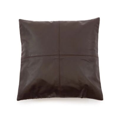 La fodera per cuscino in pelle a quattro pannelli - Choco - 40x40