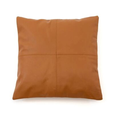 Housse de Coussin en Cuir à Quatre Panneaux - Camel - 40x40