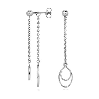 Apple Pip Chain Earrings, Silver