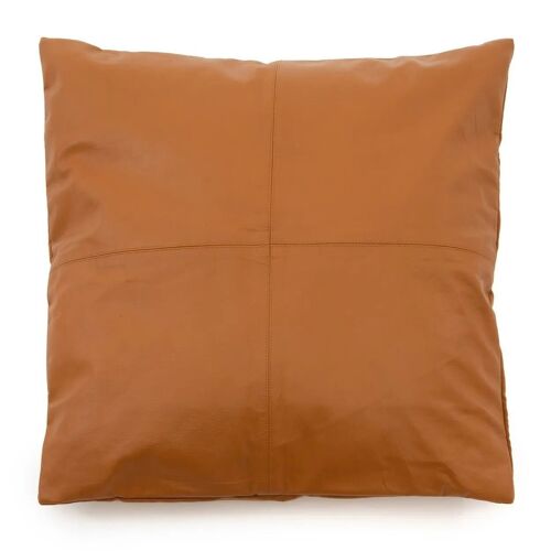 The Four Panel Leather Cushion Cover - Camel - 60x60