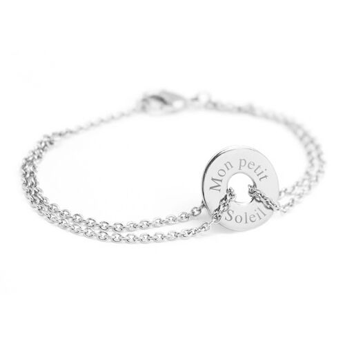 Bracelet chaine mini jeton argent 925 enfant - gravure MON PETIT SOLEIL