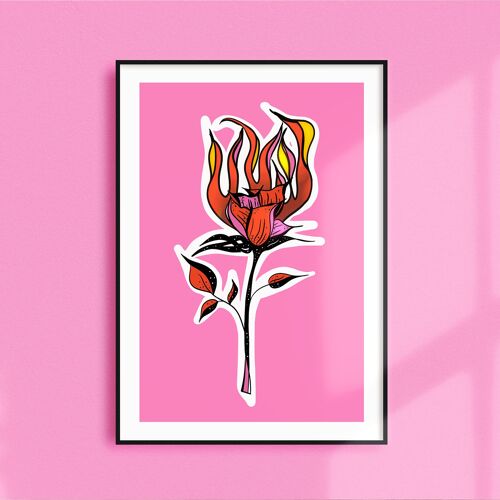 "Burning Up" Pink - Art Print - A4