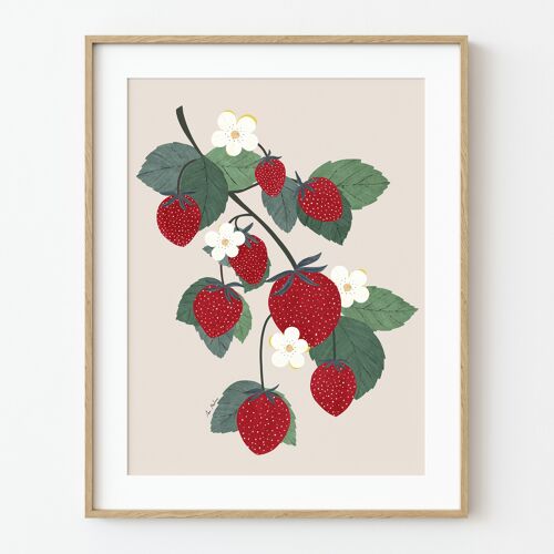 Lámina artística " Rama de fresas" - Varios tamaños