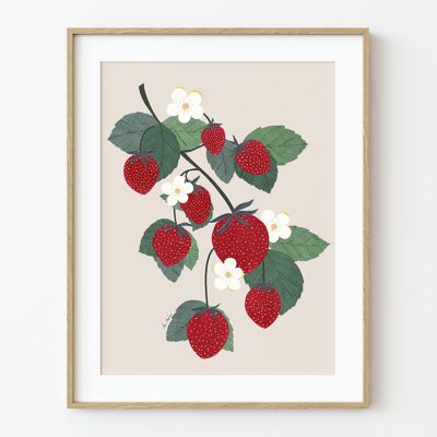 Impression d'art "Branche de fraise" - Différentes tailles