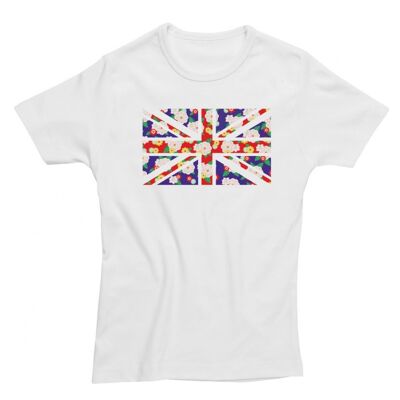Union jack flowers ladies fitted t-shirt
