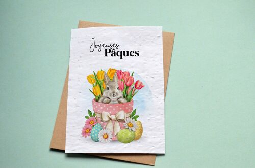 Carte à planter Joyeuses Pâques Lapin