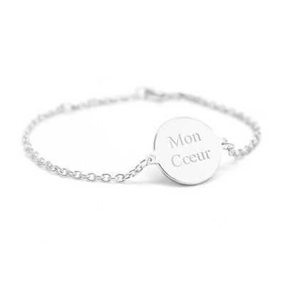 Bracelet chaine médaille argent 925 enfant - gravure MON COEUR