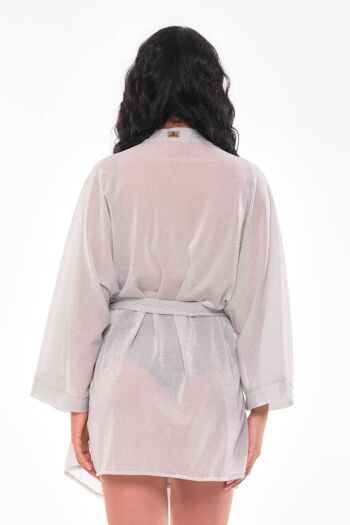 Kimono en jersey à paillettes argentées avec ceinture 3