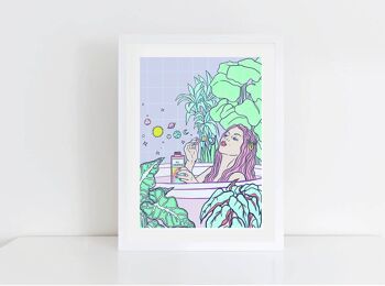 Mon univers | Bath Time Self Care Serie II, impression giclée en édition limitée | Illustration d'art mural vertical de salle de bain 3