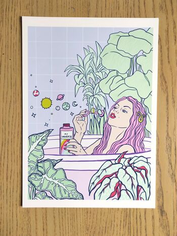 Mon univers | Bath Time Self Care Serie II, impression giclée en édition limitée | Illustration d'art mural vertical de salle de bain 4