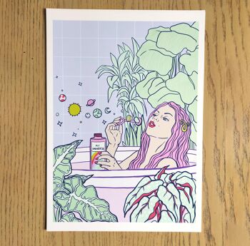Mon univers | Bath Time Self Care Serie II, impression giclée en édition limitée | Illustration d'art mural vertical de salle de bain 6
