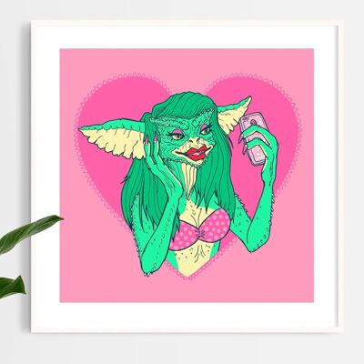 Greta la Gremlin : Selfie, je suis jolie ? impression d'art giclée en édition limitée