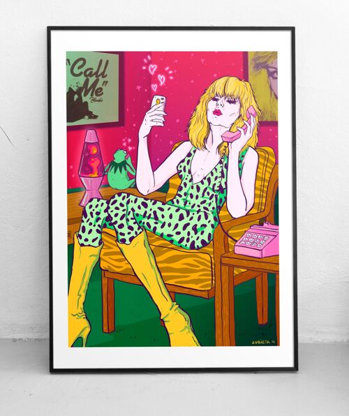 Call me, A tribute to Blondie  Debbie Harry Gicleé Art Print - Rockstar, pop culture, Kermit the frog, illustration
