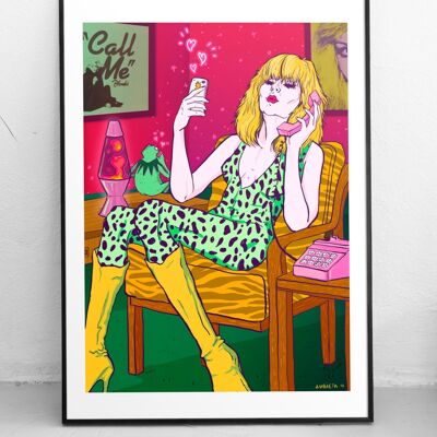 Call me, A tribute to Blondie  Debbie Harry Gicleé Art Print - Rockstar, pop culture, Kermit the frog, illustration