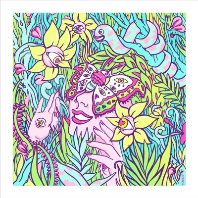 Tu sei la Natura. Edizione limitata con stampa d'arte quadrata. Illustrazione tropicale surreale di Zubieta