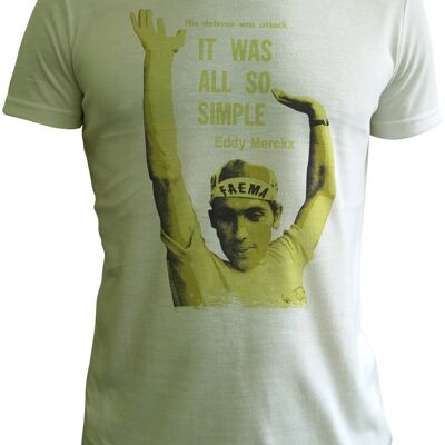 Eddy Merckx (His defence was attack) t shirt by Lee Frangiamore