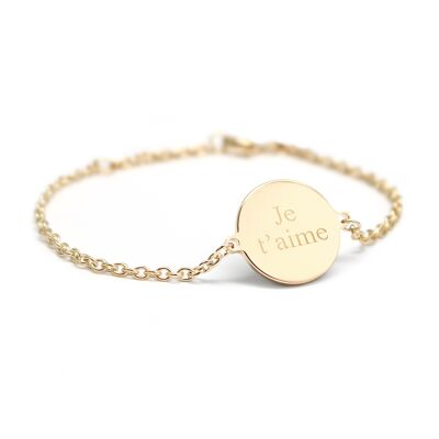 Women's gold-plated medallion chain bracelet - JE T'AIME engraving