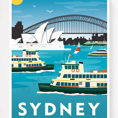 Harbour Ferries Daytime – Sydney – A4 Size