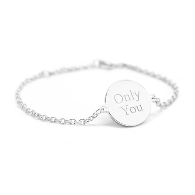 Women's 925 silver medallion chain bracelet - ONLY YOU engraving