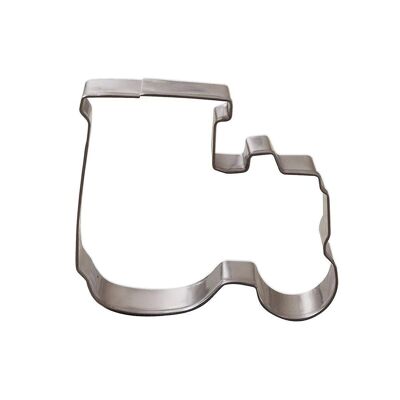 Stainless steel cookie cutter in the shape of a Zenker tractor