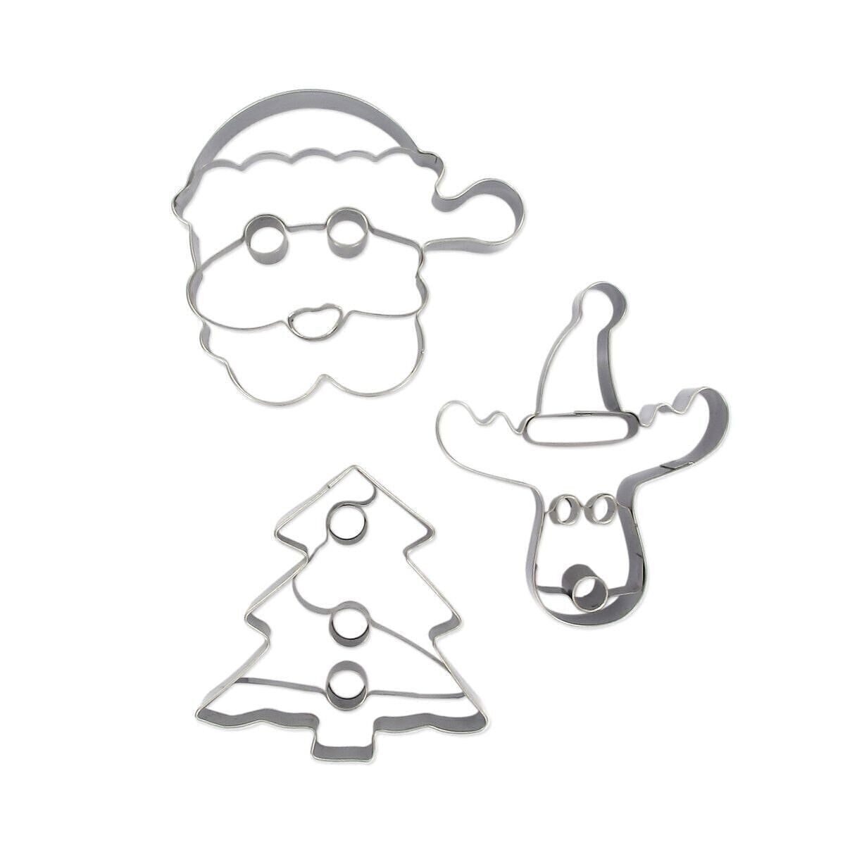 3er Set Weihnachtsausstecher (Weihnachtsmann, Tannenbaum, Rentier) Zenker