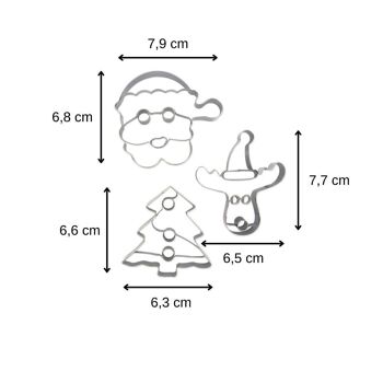 Set de 3 emporte-pièces de Noël (père-noël, sapin, renne) Zenker 3