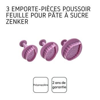 Lot de 3 emporte-pièces poussoir motif feuille Zenker Sweet Sensation 4