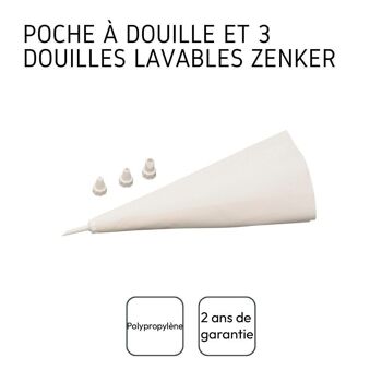 Poche à douille réutilisable et 3 embouts plastique Zenker 4