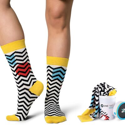 ONE TWO Chaussettes Zig Zag - L (Taille 42-46)