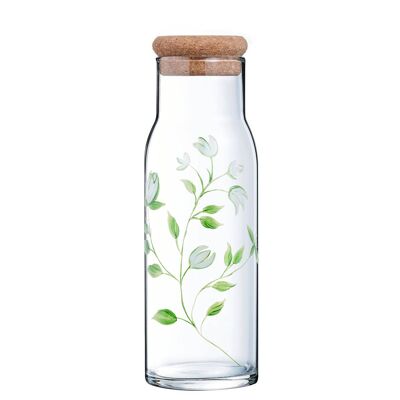 Hand painted glass carafe 1L - White Crocus