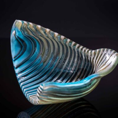 Glass Art Collection Sculpture Ribbed Conch