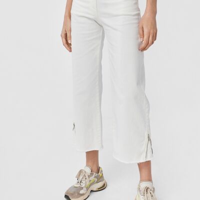 ​​MARCUS Culotte Style Trousers with Zipper Detail in Ecru