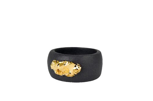 "Caroline" Black Porcelain Ring With Gold