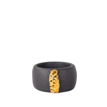 "Chloé" Bague En Porcelaine Noire Avec Or 1