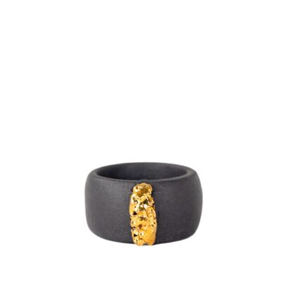 "Chloe" Black Porcelain Ring With Gold
