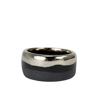 "Amelia" Black Porcelain Ring With Platinum