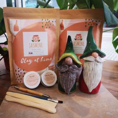 Clay Pottery Kit for 2 – Craft Your Own DIY Gnome. Air Drying Clay - Just-clay-kit