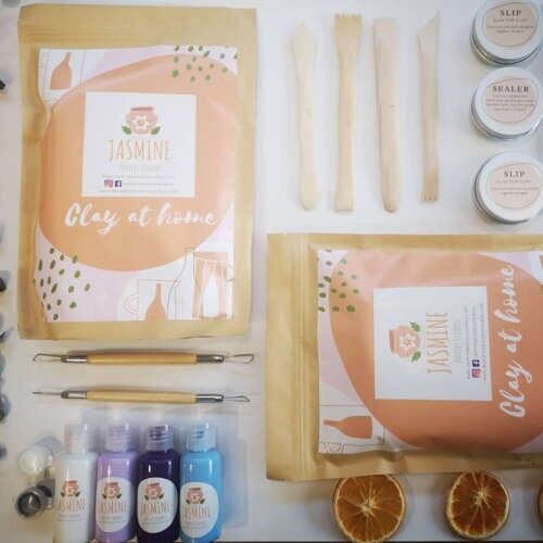 Clay Pottery Kit for 2 Date Night, Birthday, Craft at Home DIY Kit, Home  Décor, Christmas Festive Activity Air Drying Clay 