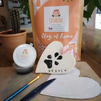 Paw Print Clay Kit – DIY craft at home prints into clay, Air Drying Clay. Gift for dog Mum.