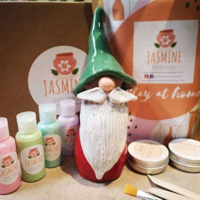 Craft a Gnome at Home. Clay Pottery Kit – Make Your Own DIY Gnome in Air Drying Clay. Birthday gift for home Decor - Just-clay-kit