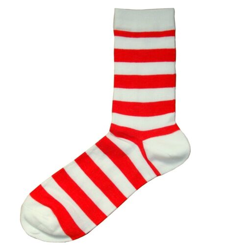 Hooped Stripe Socks - Red and White