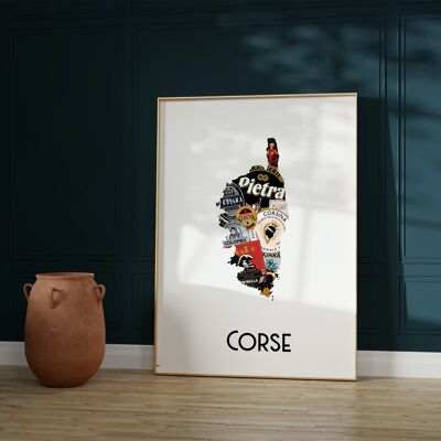 Map of Corsican beers - Poster 30x40cm - Gift idea for lovers of beer and Corsica