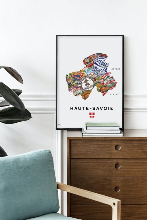 Carte des Fromages de Haute-Savoie - Affiche 30x40cm - Idée cadeau pour amoureux du 74